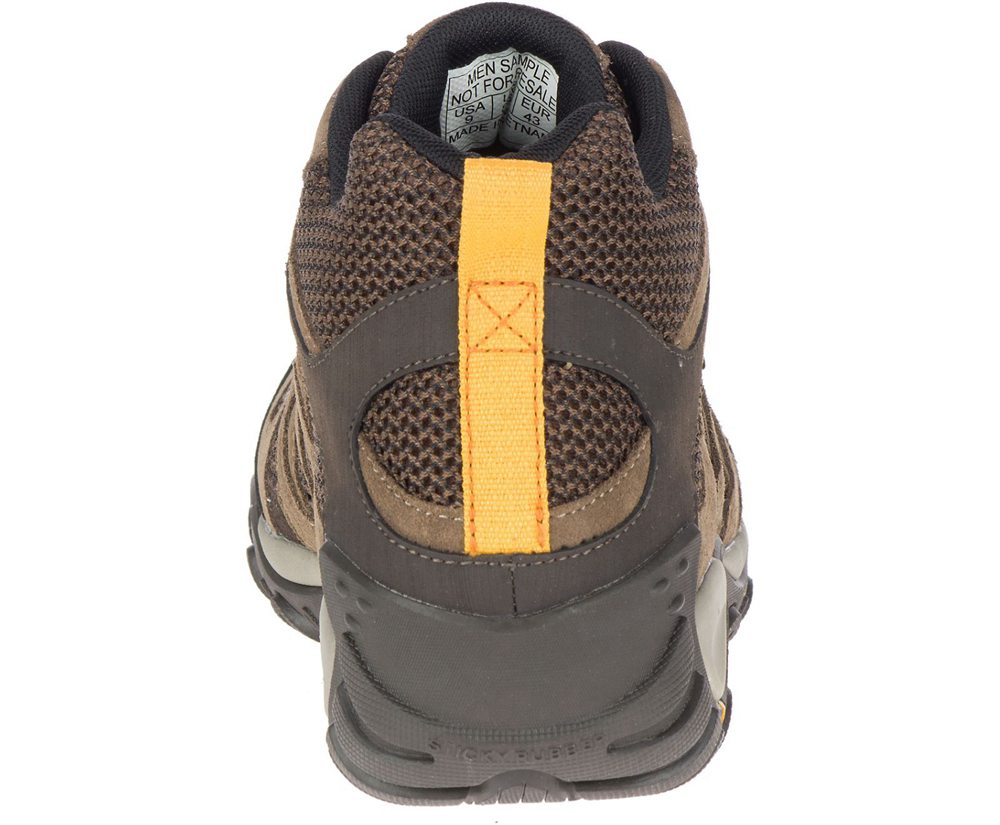 Merrell Hiking Boots Brown - Alverstone Mid Waterproof Wide Width - Mens 36BDMXUIK